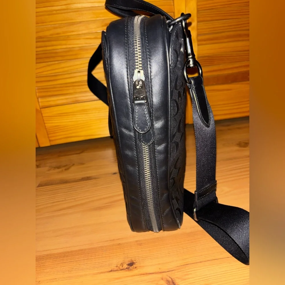 Coach Embossed Black Leather Briefcase